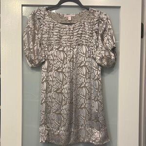 Rebecca Taylor Gray and White Patterned Top 4 silk blend